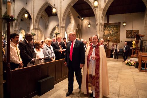 Trump in a church