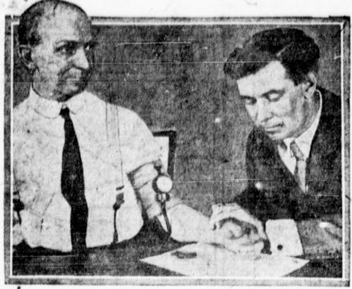 William Marston in 1922, testing his lie detector invention