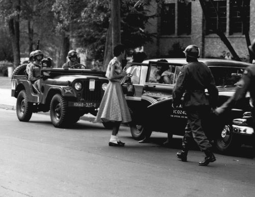 101st Airborne escorting the Little Rock Nine to school