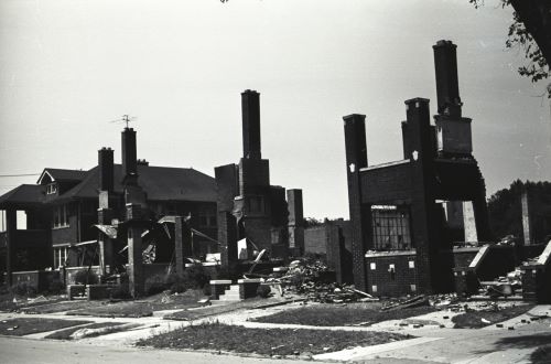 Destroyed buildings in Detroit, July 24, 1967