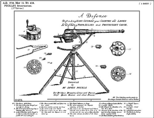 Clockwork War: The Puckle Gun and the Paradoxes of Early Modern Firepower 15 Patent No. 418, for James Puckle's 1718 revolving firearm