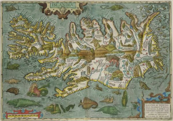 Medieval Blues: How Viking-Age Hunters Pursued the Biggest Animal on Earth 20 A 17th-century map of Iceland, complete with fantastical sea creatures, by Abraham Ortelius