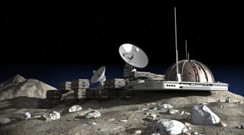 In the Shadow of the Earth: NASA’s Lunar Nuclear Gamble 9 Illustration of a base on the moon