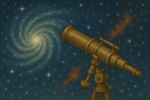 Celestial Engines: The Birth and History of Modern Astrophysics from the 19th Century 10 Illustration of a telescope looking at the sky