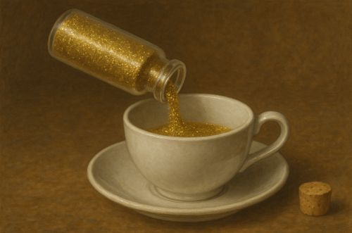 Glittering Poison: Six Historical Health Fads and Their Fatal Consequences 12 Illustration of gold glitter and a cup