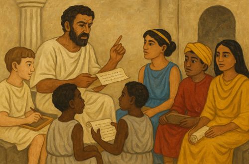 Diversity in Ancient Education: Social Class, Gender, and Cultural Plurality 2 Illustration of an ancient classroom