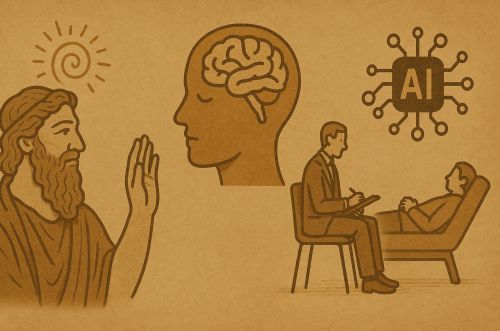 From Incantation to AI: A History of Mental Health Treatment, Therapy, and Counseling 2 Illustration of tech and mental health counseling