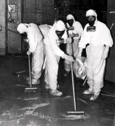 Hot as the Sun: The History of Nuclear Power Since the First Breeder Reactor 5 A clean-up crew working to remove radioactive contamination at Three Mile Island