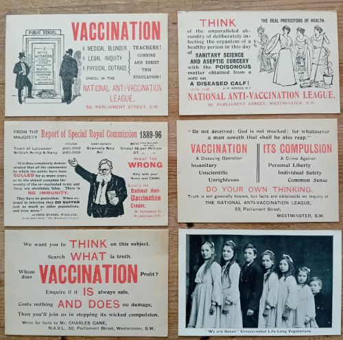1896 National Anti-Vaccination league postcards