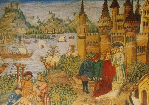 A miniature depicting the Schola Medica Salernitana from a copy of Avicenna's Canons