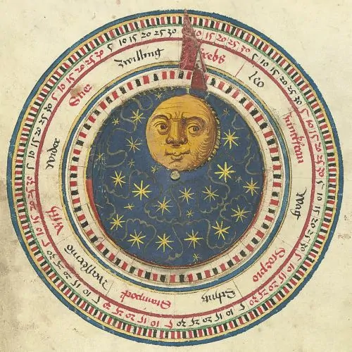 Moisture, Melancholy, and the Moon: Medieval Understandings of Lunar Power 2 An image of the Moon from Johannes von Gmunden’s calendar (1496)