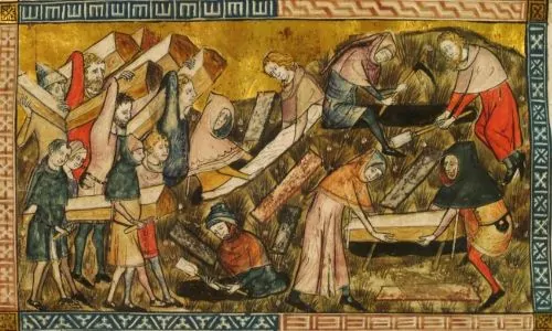 Citizens of Tournai bury plague victims
