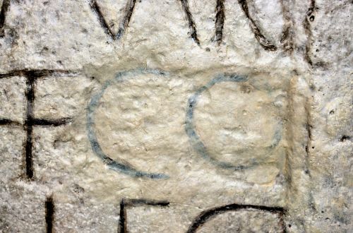 Damnatio memoriae of Commodus on an inscription in the Museum of Roman History Osterburken