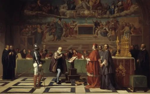 Galileo being condemned in 1633