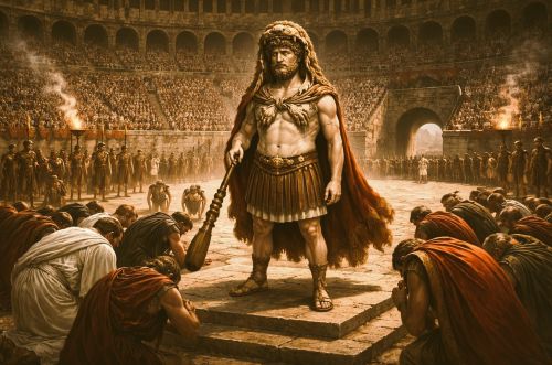 Entitlement and Adulation Theater with Emperor Commodus in Ancient Rome