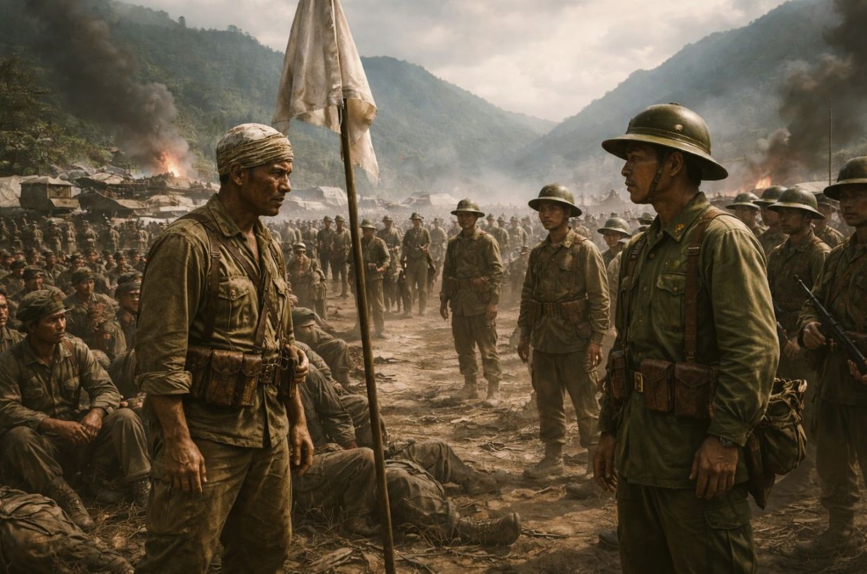 French Surrender in Vietnam at the Battle of Dien Bien Phu in 1954