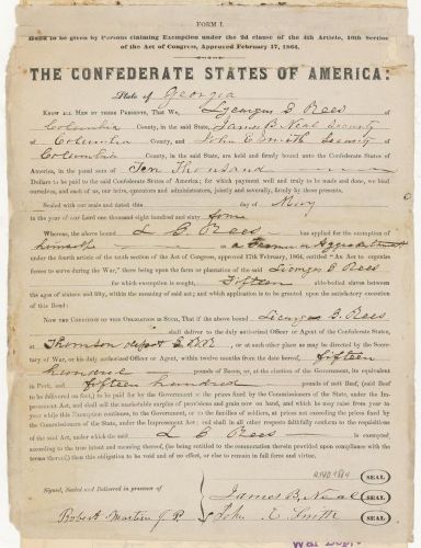 Using Slaves to Avoid the Draft: The Confederate Draft Law of 1862 5 Using Slaves to Avoid the Draft: The Confederate Draft Law of 1862