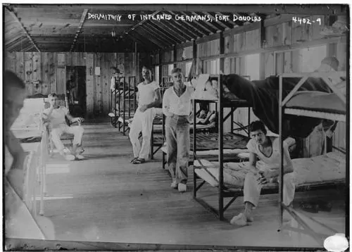 Several Germans in an internment camp at Fort Douglas during World War I