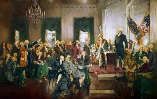 Scene at the Signing of the Constitution of the United States, a 1940 portrait by Howard Chandler Christy depicting the 1787 Constitutional Convention in Philadelphia