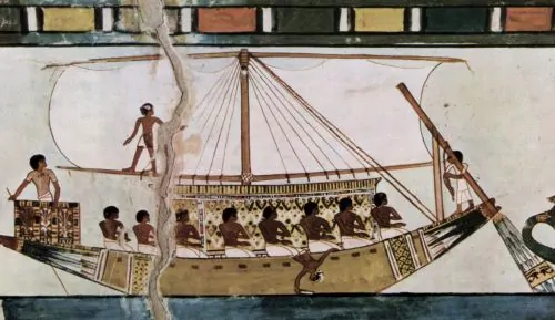 World's oldest depiction of a stern-mounted steering rudder (c. 1420 BC)