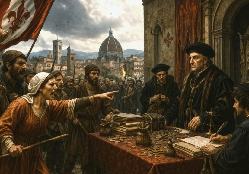 Medieval banking scene