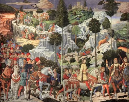 Medici family members placed allegorically in the entourage of a king from the Three Wise Men