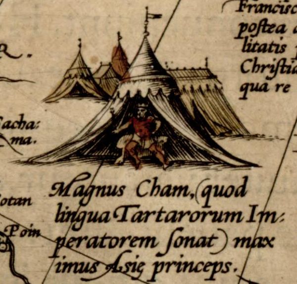 Detail showing the Great Khan of Tartaria map