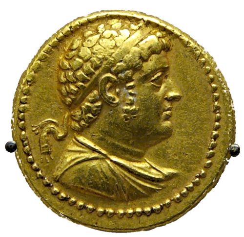 Gold octadrachm of Ptolemy IV Philopator