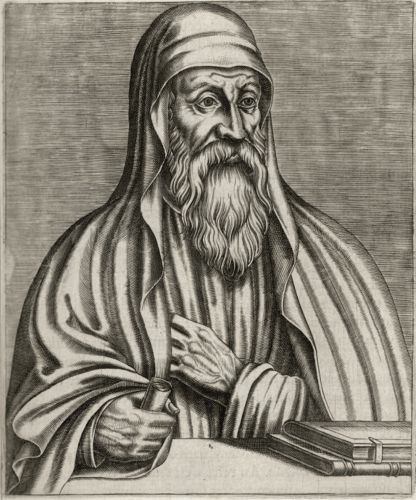 Portrayal of Origen from Les Vrais Portraits Et Vies Des Hommes Illustres by André Thévet, c. 1584