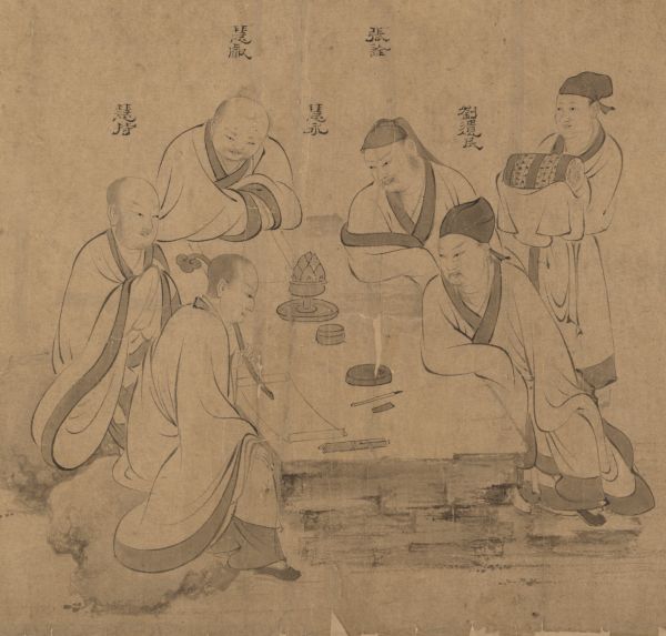 Illustration of a meeting of the Pure Land Buddhist White Lotus Society