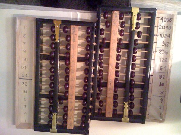 Two binary abacuses constructed by Robert C. Good Jr., made from two Chinese abacuses