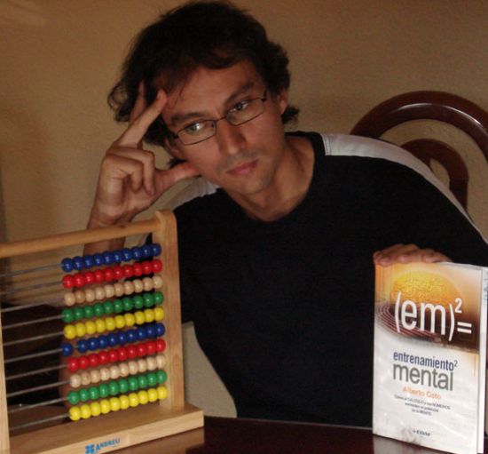 A man visualizing an abacus
