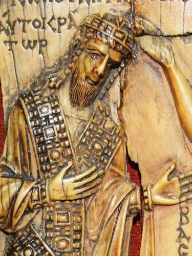 Constantine VII Porphyrogenitus in a 945 carved ivory