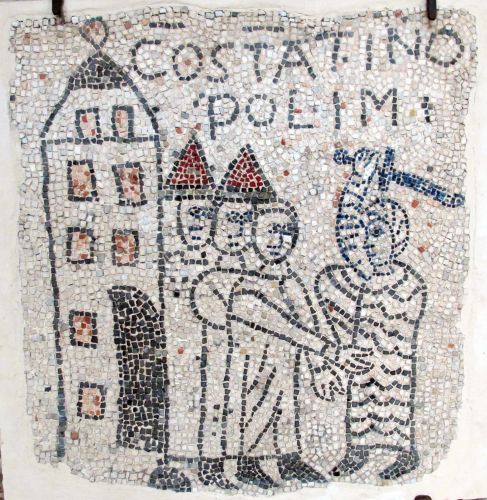Venetian mosaic in the San Giovanni Evangelista depicting the fall of Constantinople in 1204, made in 1213