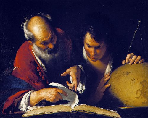 Eratosthenes teaching in Alexandria by Bernardo Strozzi (1635)