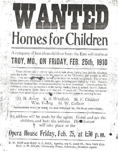 Orphan train flyer
