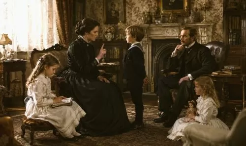 Depiction of a Victorian family