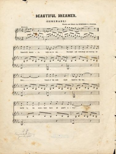 Beautiful Dreamer: Stephen Foster and the Troubled Birth of American Popular Music 13 Sheet music for "Beautiful Dreamer," 1st edition