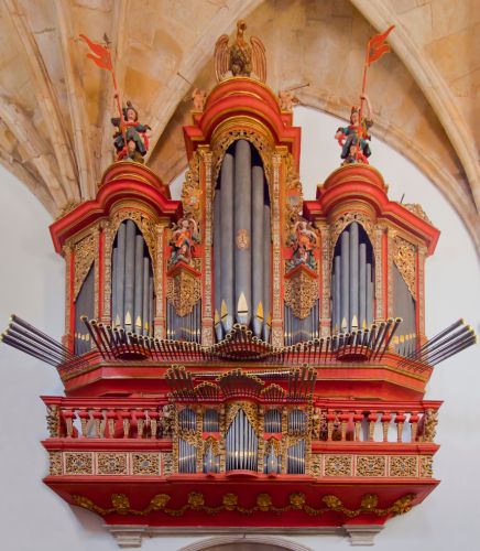 Baroque pipe organ of the 18th century at Monastery of Santa Cruz, Coimbra, Portugal