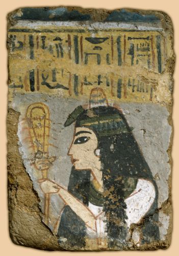 Ancient Egyptian Relief of Woman Holding a Sistrum