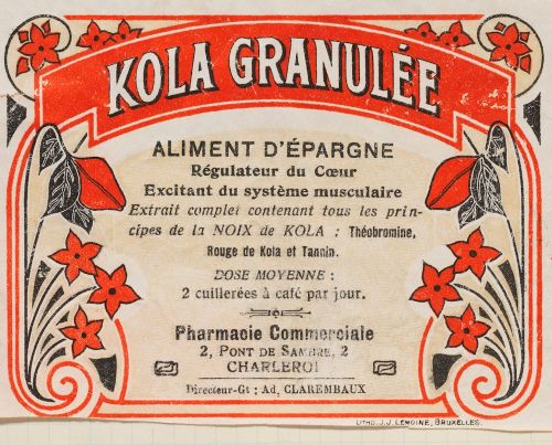 Kola Granulee label, J.J. Lemoine Imprimerie Lithographie Etiquettes Cartonnages, [1890?/1900?]