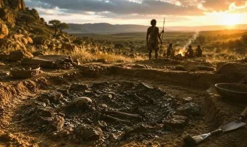 Illustration of cremation in prehistoric Africa