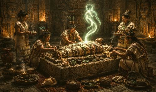 Illustration of Maya funeral