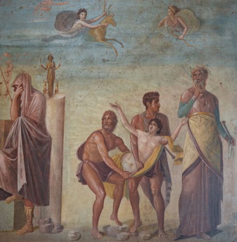 Fourth Style fresco depicting the Sacrifice of Iphigenia, from the House of the Tragic Poet in Pompeii