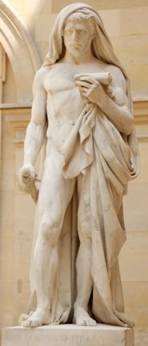 Cato of Utica reading the Phaedo before committing suicide, Carrara marble sculpture by Jean-Baptiste Roman and François Rude