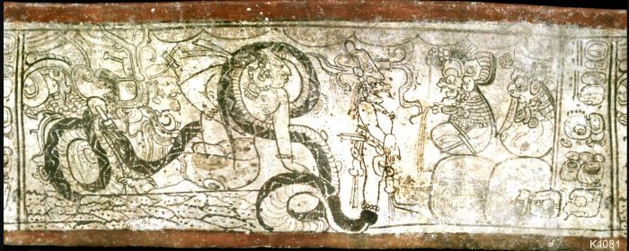 Noblewoman entangled by K'awiil's serpent leg
