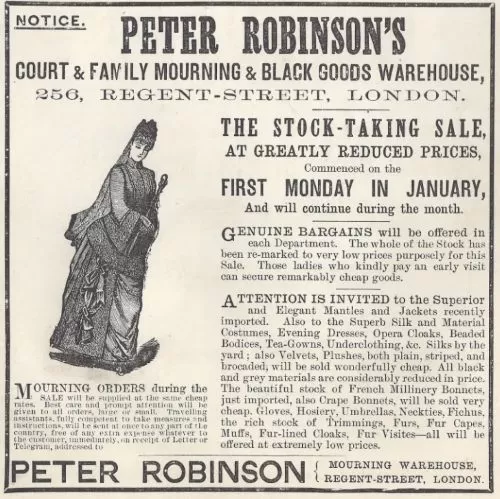 Memento Mori: Keeping the Dead Alive in the Victorian Era 11 Victorian ad for mourning attire