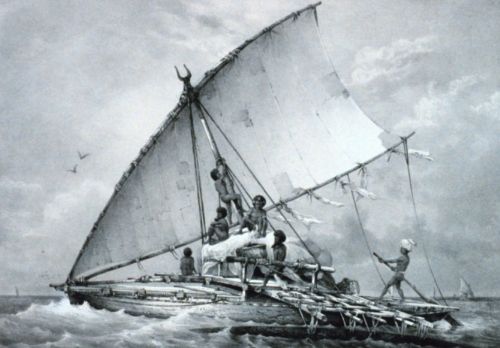 An Austronesian outrigger canoe