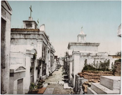 View of St. Louis Cemetery No. 1 showing the street-like layout of the tombs