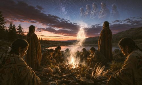 Illustration of Native American ancestral spirits